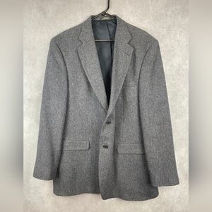 Towncraft  Gray Herringbone Tweed LambsWool Mens‎ Blazer Sport Coat Jacket 44L